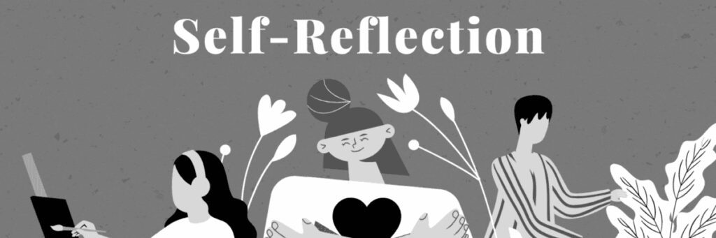 Self-Reflection banner showing three stylized people